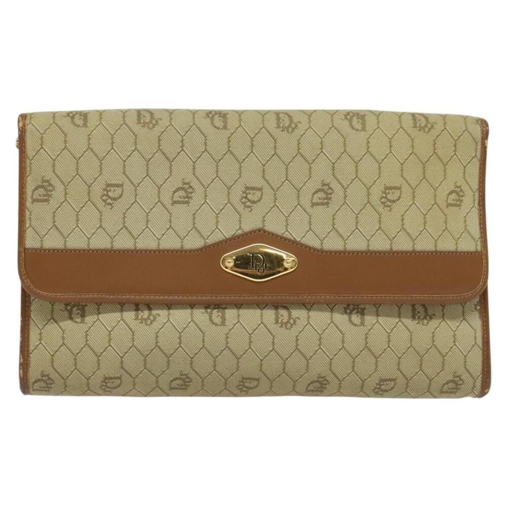 Dior Honeycomb Canvas Chain Shoulder Bag Beige